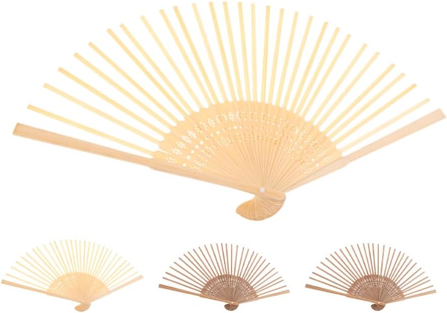 Homoyoyo 4pcs Hand Fan Frame: Wooden Material for DIY Projects - Unfinished Folding Handheld Fan Frame for Crafting and Home Decoration