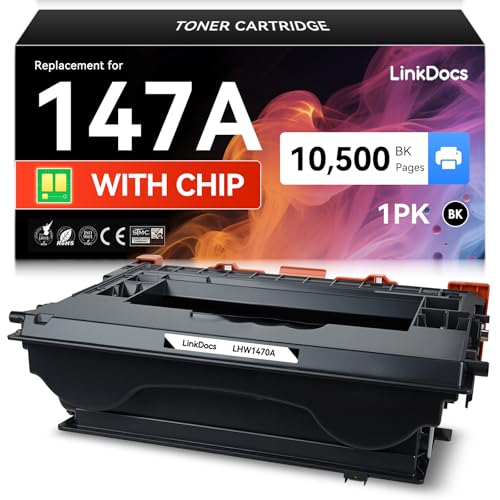 Image of LinkDocs 147A Toner Cartridge Replacement for HP 147A W1470A 147X, W1470X Toner Cartridge (with new Chip) Used with HP Enterprise M610dn M611x M612dn MFP M634z M635fht M636fh Laser Printer