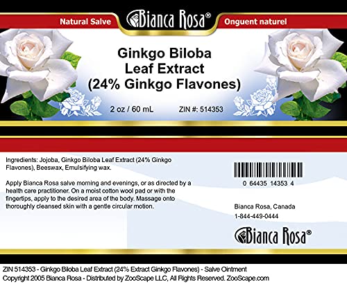 Miniatura 3 de Bianca Rosa Extracto de hoja de Ginkgo Biloba (24% Flavones de Ginkgo) - Ungüento de ungüento (2 oz, ZIN 514353)