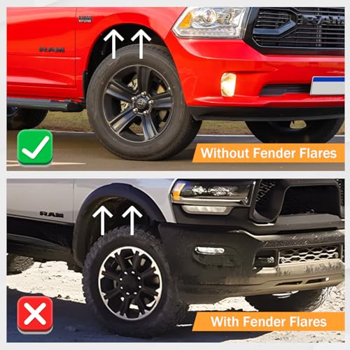 Image of Mud Flaps Mud Guards Replacement for 2019-2024 Dodge Ram 1500 Without OEM Fender Flares Accessories Front Mudflap and Rear Mudguard No Drilling Required 4pc Set