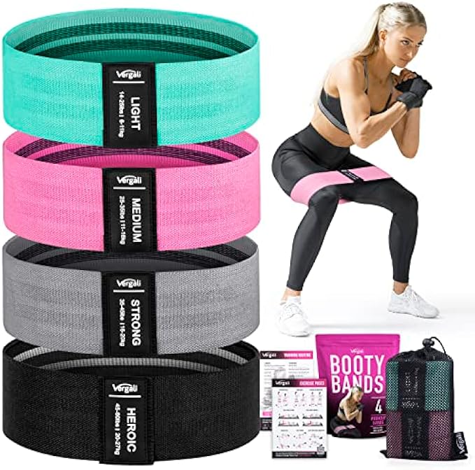 Resistance Bands for Working Out with Workout Bands Guide. 4 Booty Bands for Women Men Fabric Elastic Bands for Exercise Bands Resistance Bands for Legs Bands for Working Out Hip Thigh Glute Bands Set