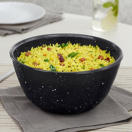 Image of Borosil 2 L Serving & Mixing Bowl | Made in India Borosilicate Glass Bowl for Kitchen & Dinning | Bowl for Mixing Dough, Salad, Batter | Microwave & Dishwasher Safe (Pebble Black)