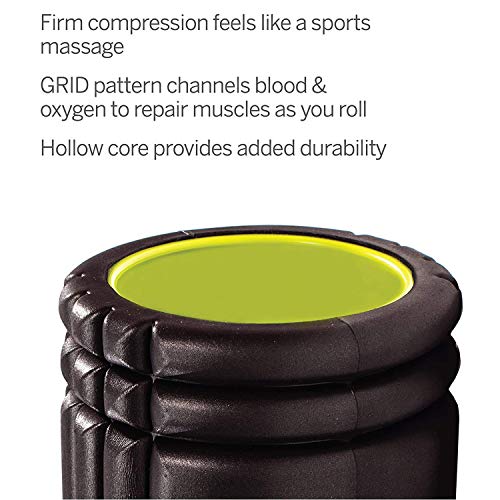 Image of FirstFit Grid Foam Roller For Deep Tissue Muscle Massage Exercise Fitness and Pain Relief Equipment-Black