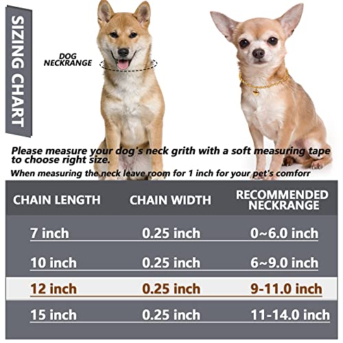 Image of HOWWFALY Dog Collar and Cat Chain Necklace Stainless Steel Adjustable 18K Gold Heart-Shaped Necklace for Small Pets Cats Kitten Puppy (Gold, 12 inch)