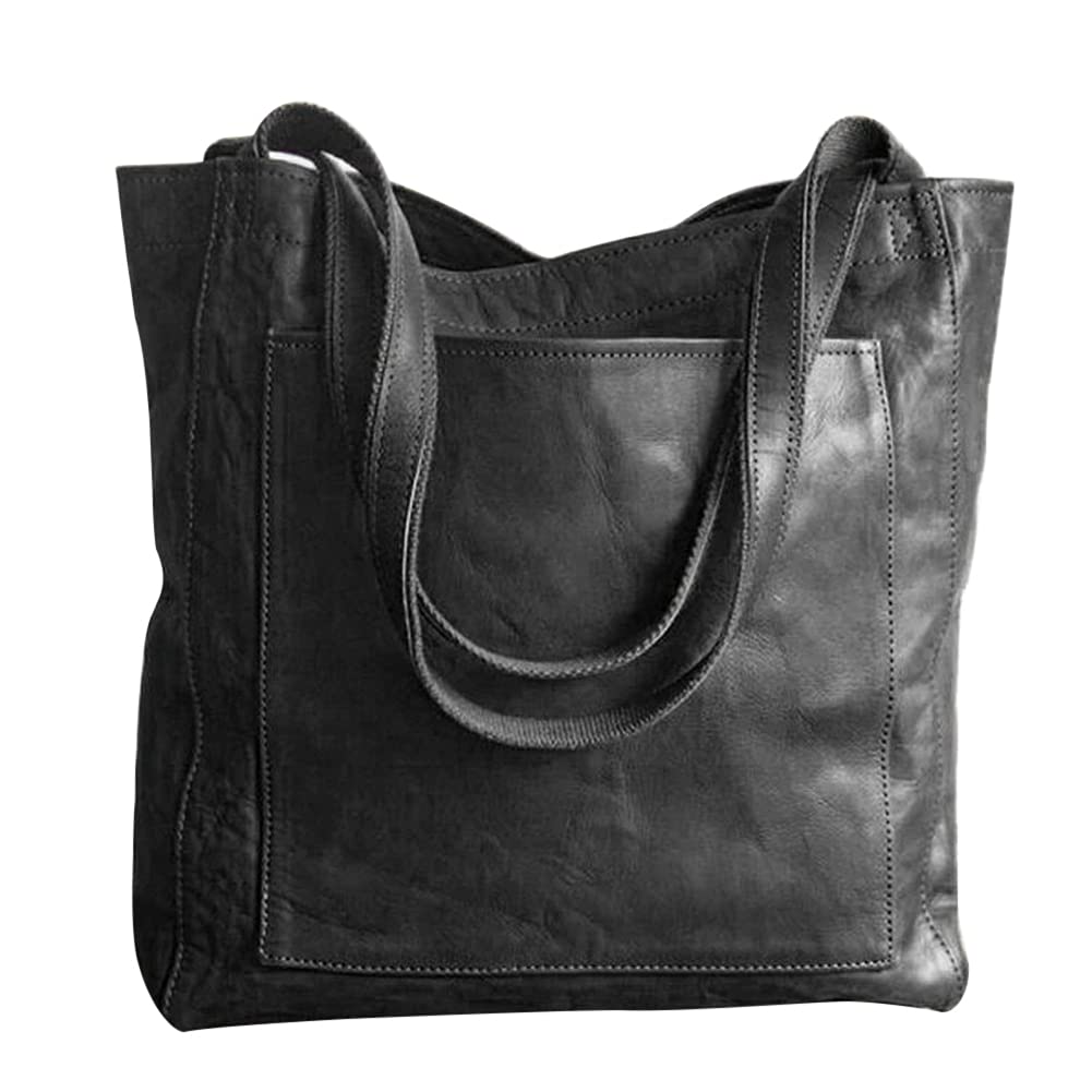 Borsa a Tracolla da Donna Grande in Morbida Pelle PU - Casual per Lavoro, Viaggi e Shopping (Nero)