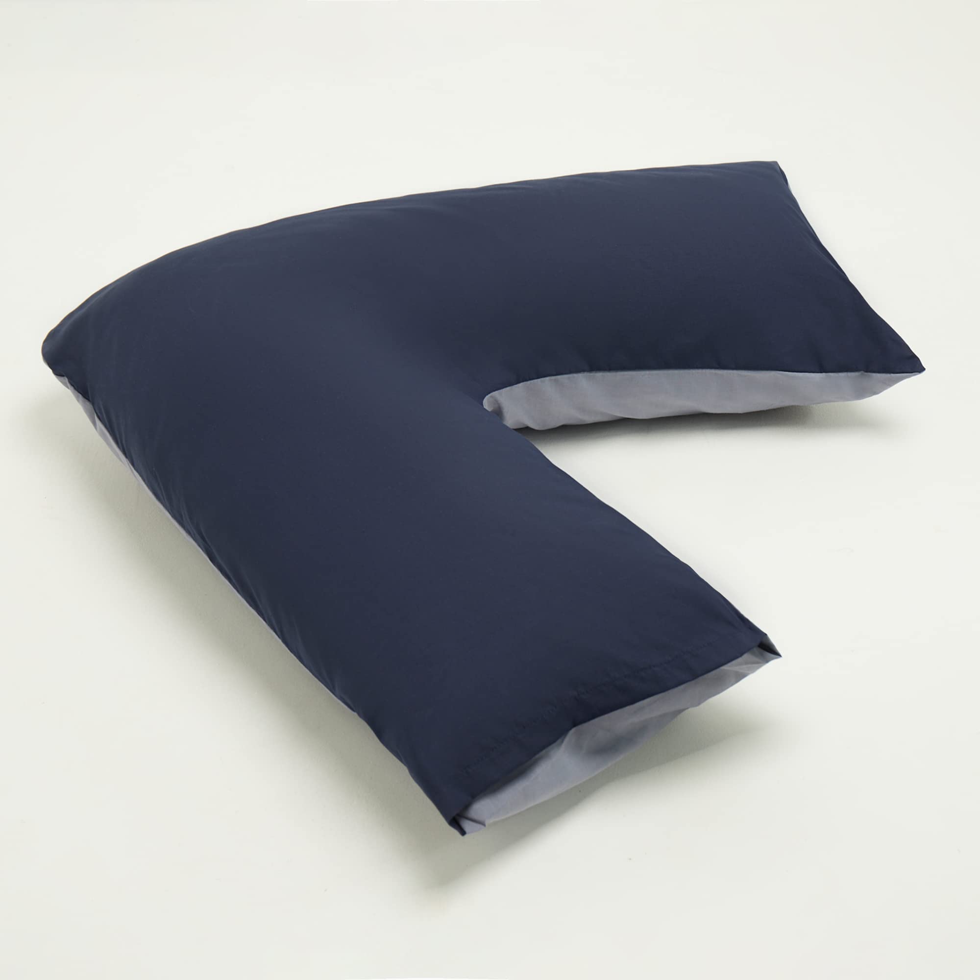 Nightzone Navy/Grey Hollowfibre Back & Neck Support V Shaped Orthopedic Pillow With Pillow Case New (, 2 Tone Cover Complete With Pillow)