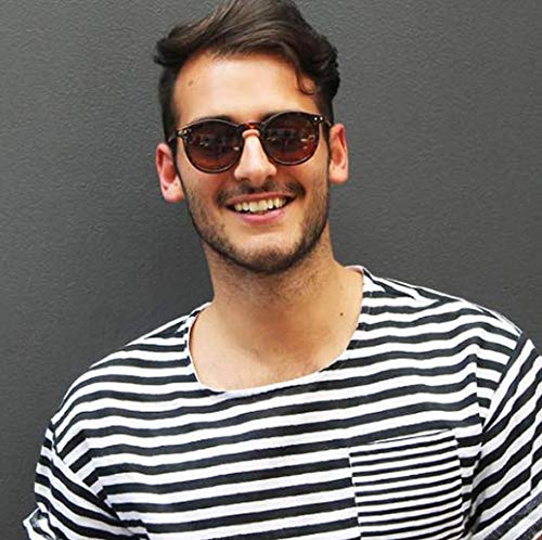 Image of zeroUV - Vintage Retro Horn Rimmed Round Circle Sunglasses with P3 Keyhole Bridge