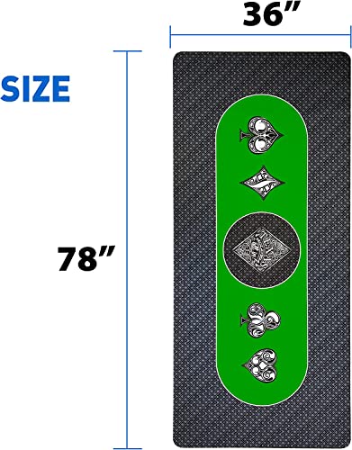 Easygo Poker Table Top Pad – For Texas Holdem Casino Style – 78” X 36”Rectangle – Portable Rolling Rubber Folding Mat – Professional 3 Layers-Includes Carry Bag, 72 Green #TOP1