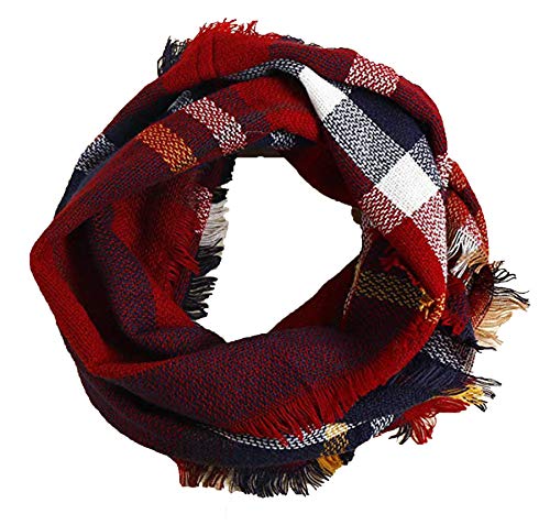 Wander Agio Womens Winter Head Hair Wraps Infinity Circle Scarves Warm Plaid Scarf