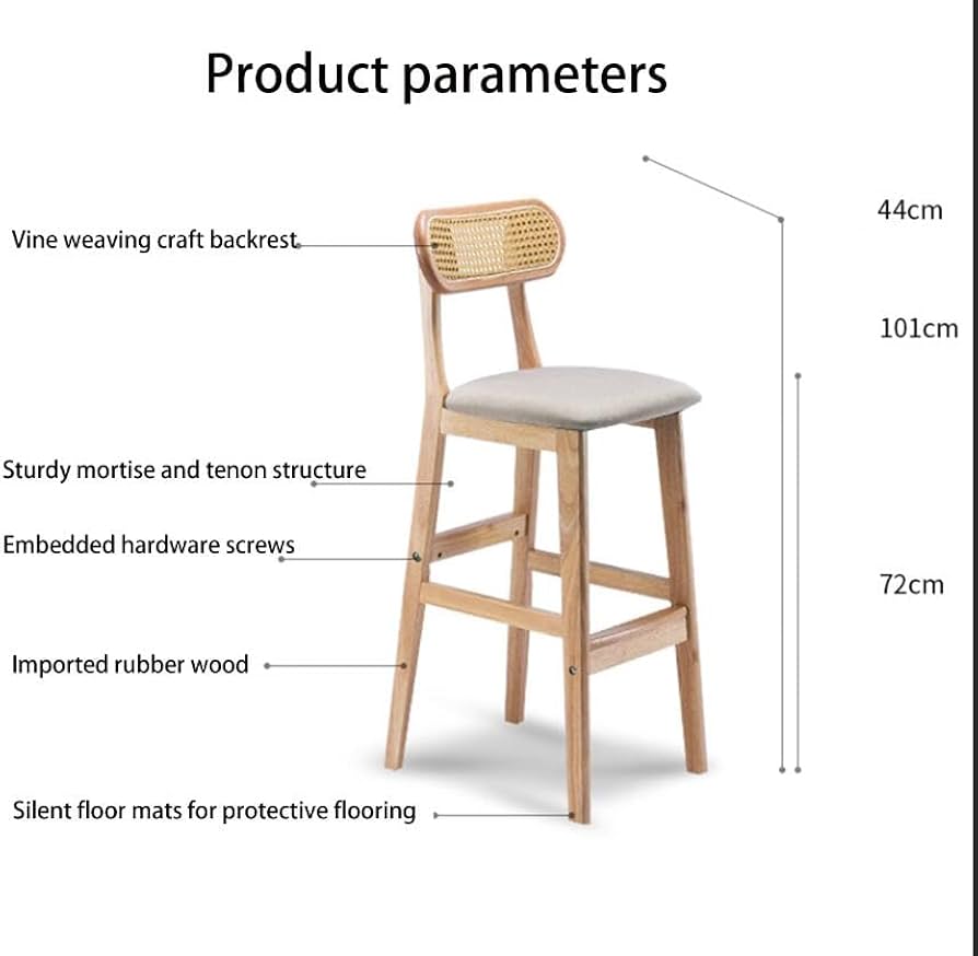 北欧　バーチェア Amazon｜Generic ソリッドウッドバーチェア、北欧の籐織りのハイ