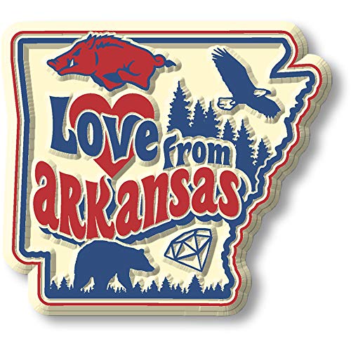 Love from Arkansas Vintage State Magnet by Classic Magnets, 3D Rubber Vintage-Style Collectible Souvenirs and Gifts Made in the USA, 2.4" x 2.2"