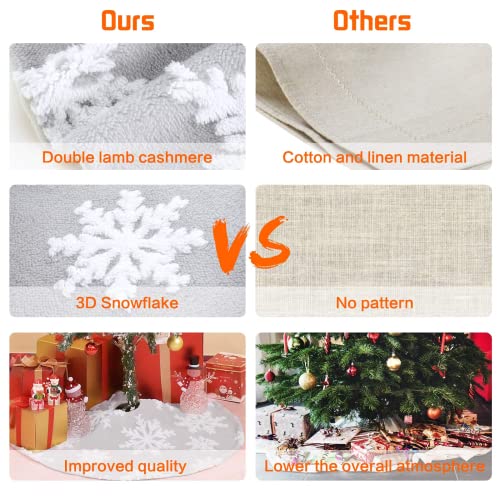 Kerstboomdeken 122 cm wit grijs kerstboomdeken rond kerstboom decoratie feestdag decoratie boomdeken Kerstmis dennenboom deken deken voor kerstboom kerstboom rok dennenboom rok - Image 4