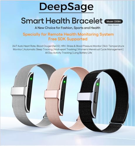 DeepSage Smart Health Bracelet 3 Colors,24/7 Monitoring, Heart Rate,Blood Oxygen,Stress, Blood Pressure,Sleep Tracking, Multi-Sport Tracking, Women's Menstrual Cycle Management,Free APP (Black) by DeepSage - Image 2