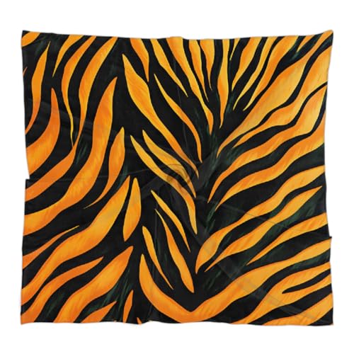 Tiger Print Square Silk Scarf for Women, 23.6