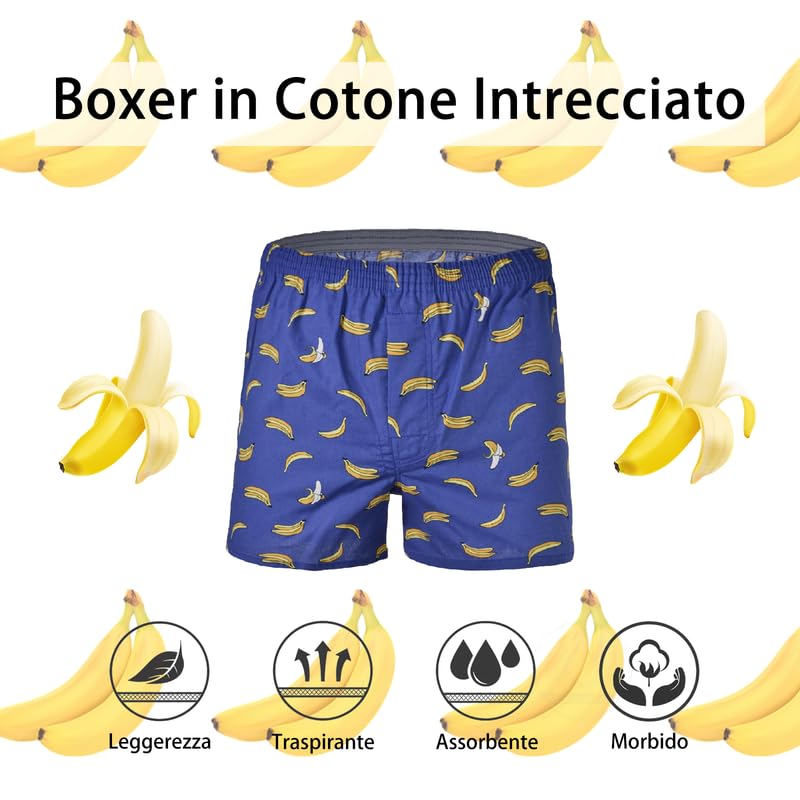 HiaLegion Boxer Uomo Americani Larghi Cotone Boxer con Apertura Traspirante Morbido Boxer Mutande Uomo Cotone