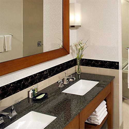 Cinta decorativa para paredes con diseño Black Gold Flower multicolor autoadhesiva 6