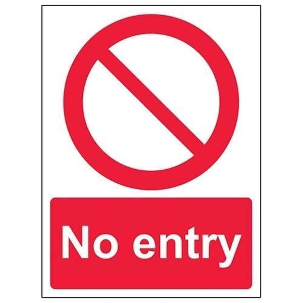V Safety No Entry Prohibition Sign - 150mm x 200mm - 1mm Rigid Plastic