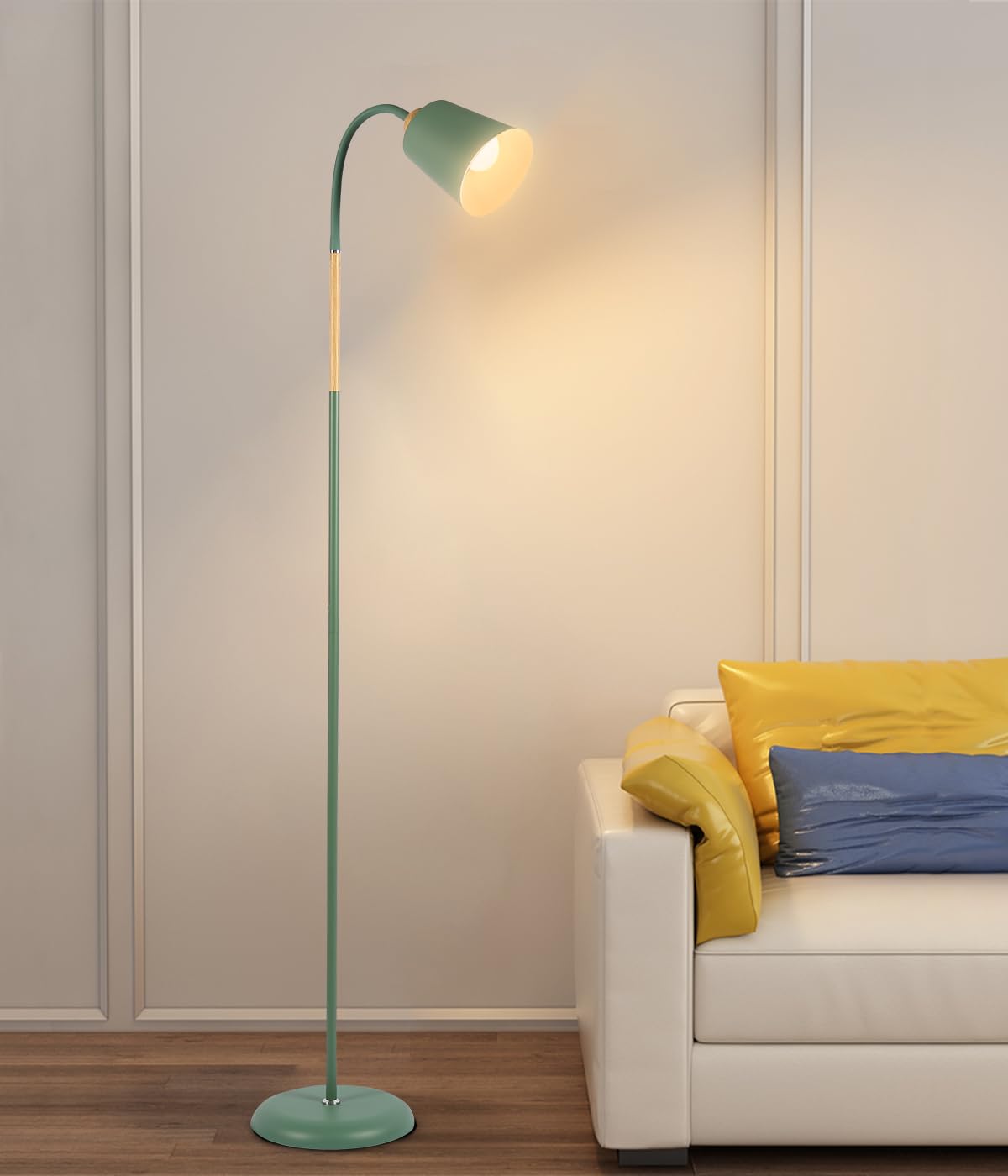 ANTENLICHT Lámpara de lectura de pie E27, casquillo máx. 60 W, lámpara de pie giratoria para salón, dormitorio, estudio, lámpara de pie nórdico con altura de 159 cm, verde (Sin bombilla)
