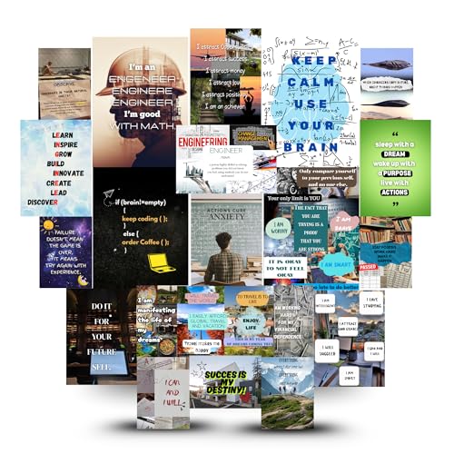 Image of Yellow Town India Engineering Motivation Poster Kit | Set of 21 Hostel-Friendly Reusable Posters with Wall-Safe Adhesive | Multi-Size A4, A5 & A6 | 300 GSM Glossy Card Stock | Study Room & Exam Preparation Wall Decor