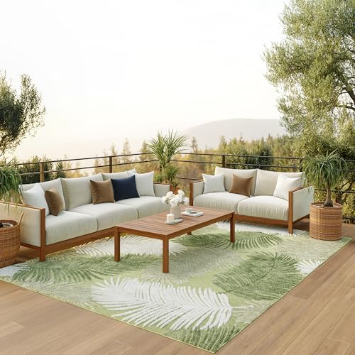 Tapete decorativo rectangular verde 9'x12' miniatura 1