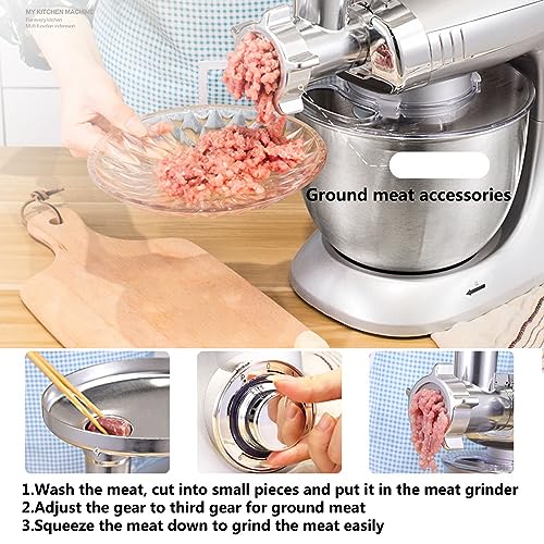 Stand Mixers for Baking 6 Speed Food Mixers with 4L Mixing Bowls Includes Wire Whisk, Flat Beater, Dough Hook Optional Attachements Meat Grinder & Juicer for Home Kitchen Baking 1000W (Color : Pink M - Image 5