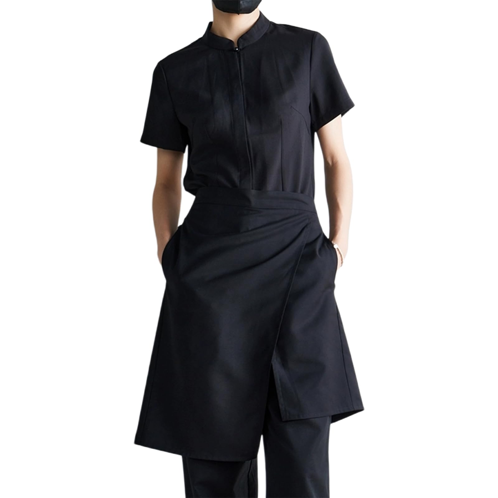 Delantal De Camarero, Corto Delantales De Cocina para Mujer Y Hombre, Cocina, Restaurante, Trabajo, CamareroBlack,One Size