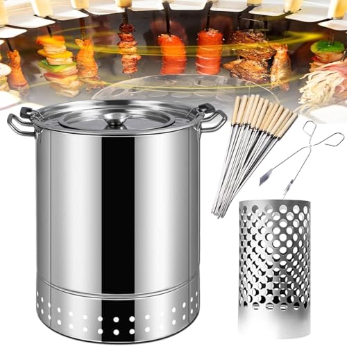 Baril de Charbon de Bois pour Barbecue, poêle Suspendu pour Barbecue, Gril pour Barbecue en Acier Inoxydable, Barbecue de Camping, pour Camping, Pique-niques, barbecues dans l'arrière-Cour (