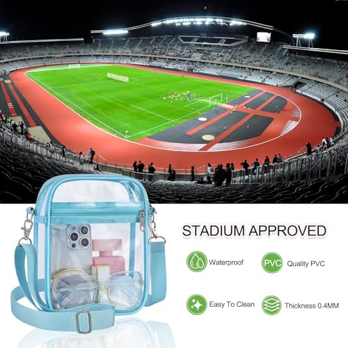 Image of Clear Bag for Stadium Events - Sports Messanger Bag Small Mini Clear Purse for Fan, Concert, Work, Travel