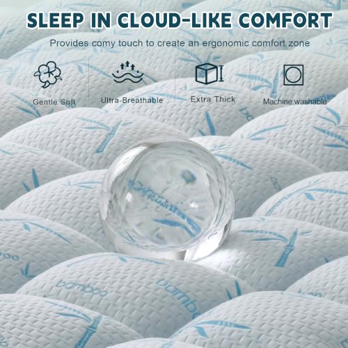 4 Inch Mattress Topper Memory Foam Cooling Bamboo Queen Size - image 2