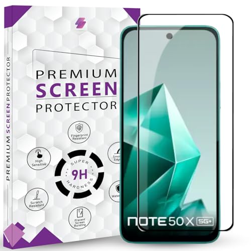 Image of Premium Tempered Glass Screen Protector Guard For infinix Note 50X 5G (6.67 Inch, Pack of 1) | Edge to Edge Coverage With Easy to installation kit