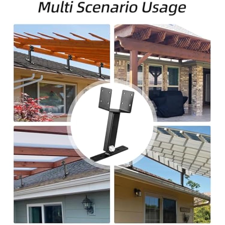 3 Pack Adjustable Saddle Patio Roof Riser Kit, Heavy Duty Pergola Roof Brackets Fit 4x4 Wood Beam for Wood Patio Cover Gazebo