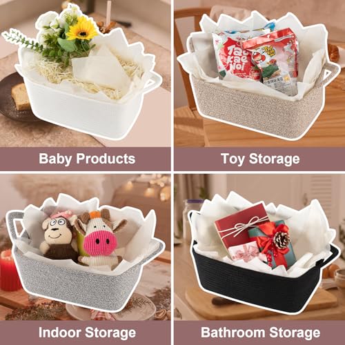 Image of OIASKET Gift Basket Empty with Handle, Small Woven Baskets for Gifts Empty | 13.6 inchx10 inchx5.9 inch, Baby Shower Toy Storage Baskets, Dog Toy Storage for Organizing, with Gift Bag Ribbon Tissue Paper