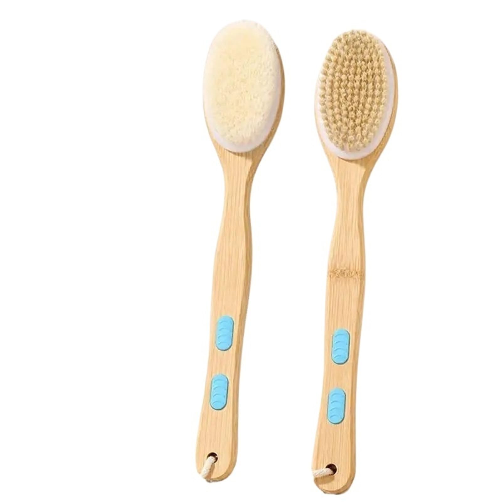 Depurador de espalda con cepillo baño mango madera largo