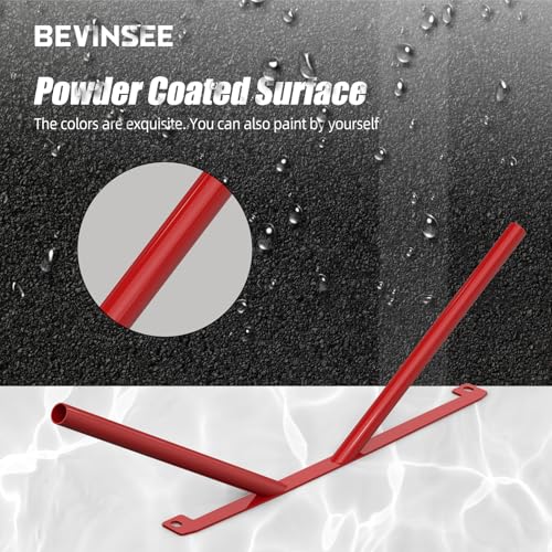 Image of Bevinsee Front Grille V Cover Braces Kidney Struts Rods Tuning Bar, Compatible with E46 323i 325i 328i 330i 1999-2006, Steel Red