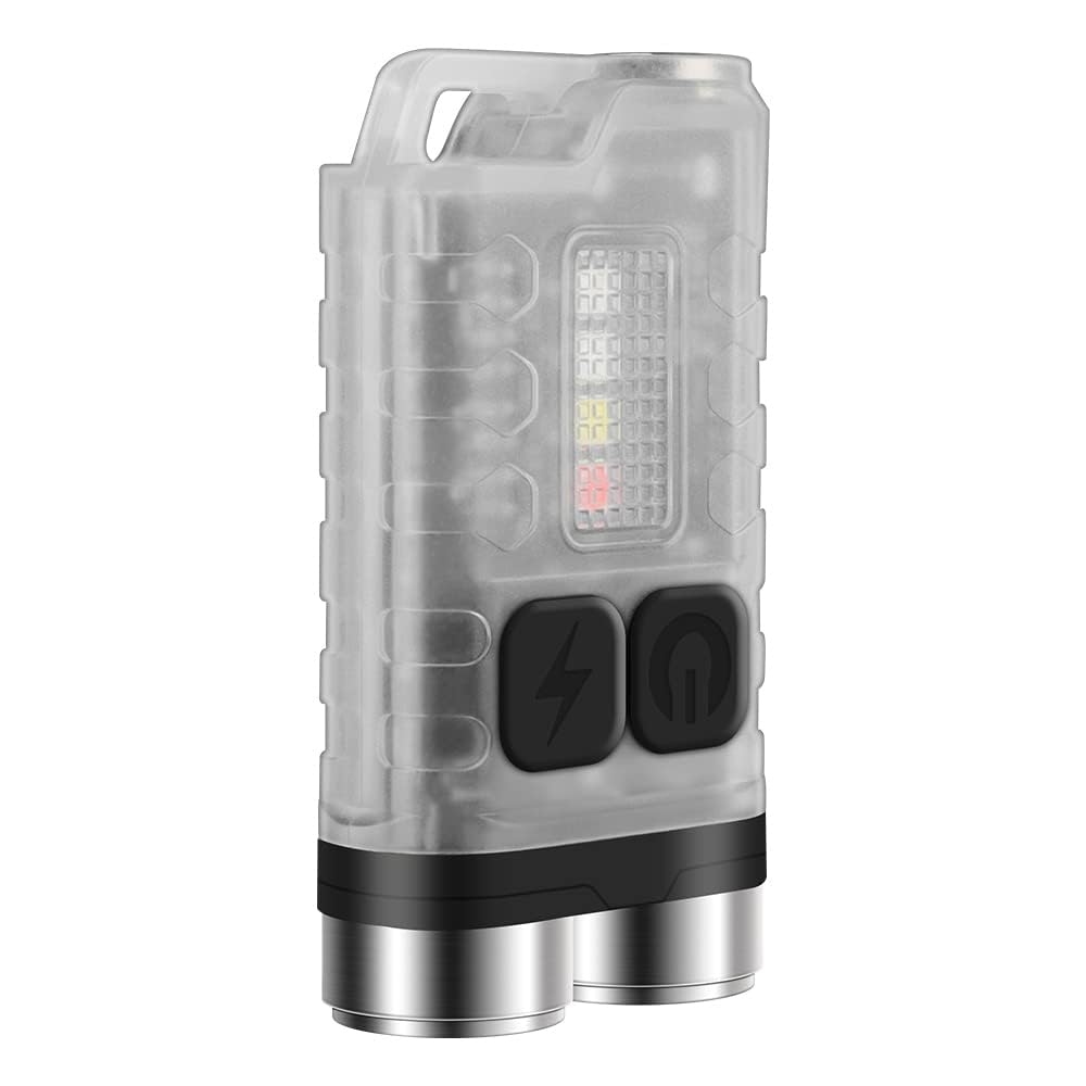 Mini torcia portachiavi ad alta luminosità, torcia EDC ricaricabile con luce rossa UV blu e magnete alla coda, 900 lumen, piccola torcia potente per campeggio, emergenze, trasporto quotidiano, IP65