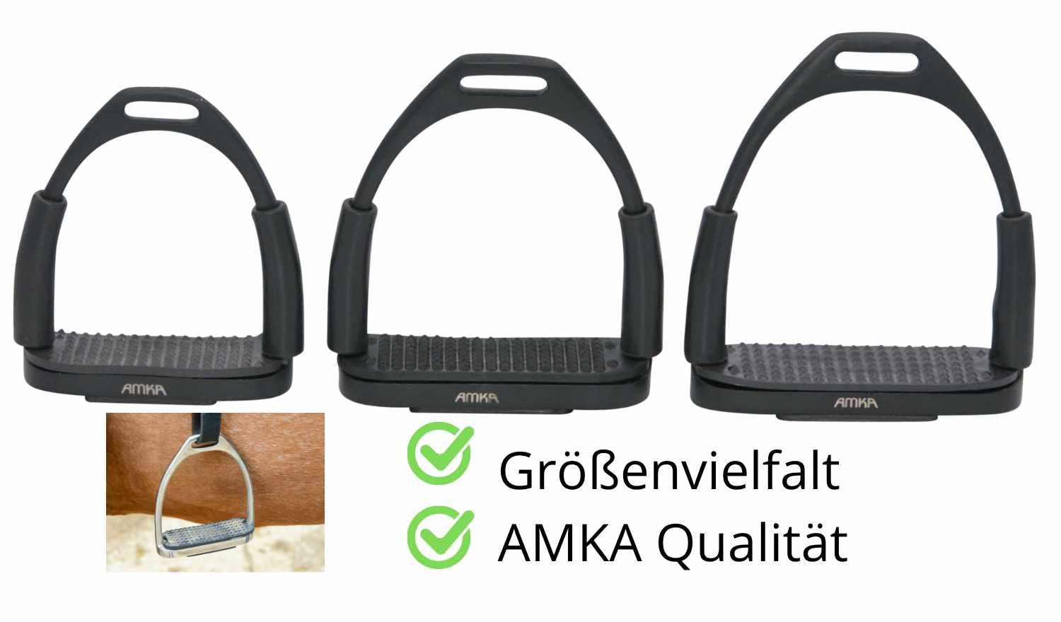 AMKA Steigbügel mit Gelenk schwarz Sicherheitssteigbügel Steigbügel in 10, 12 und 13 cm Trittweite