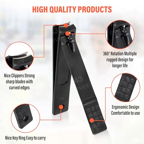 Nail Clippers Gifts For Men, Women & Travel Essentials. Manicure Set With Nail Files, Nail Scissors, Cuticle Remover, Nail Kit. Nail Clippers For Tick Nails & Pedicure Sets For Feet. 18pc Nail Set. - Image 8