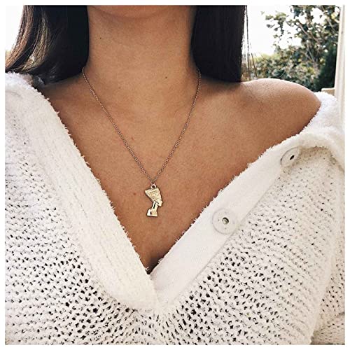 Dervivea Collier Pharaon Boho Collier Choker Collier Pendentif Égyptien Collier Reine Pharaon Collier Portrait Égyptien Collier Tête Nefertiti Collier Chaine Bijoux Pour Femmes Et Filles