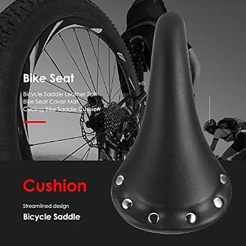 Bike Saddle,Mountain Bike Seat Retro Vintage Leather Bicycle Saddle Seat Custion Road Bike MTB Sport Black Brown Cycling