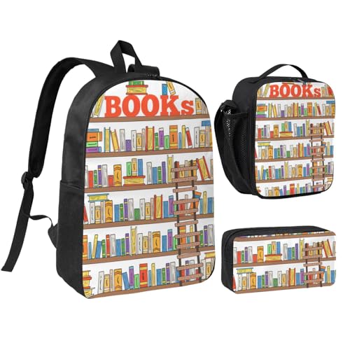 Sac à dos école avec boîte déjeuner et trousse EdWal imprimé étagères amusantes