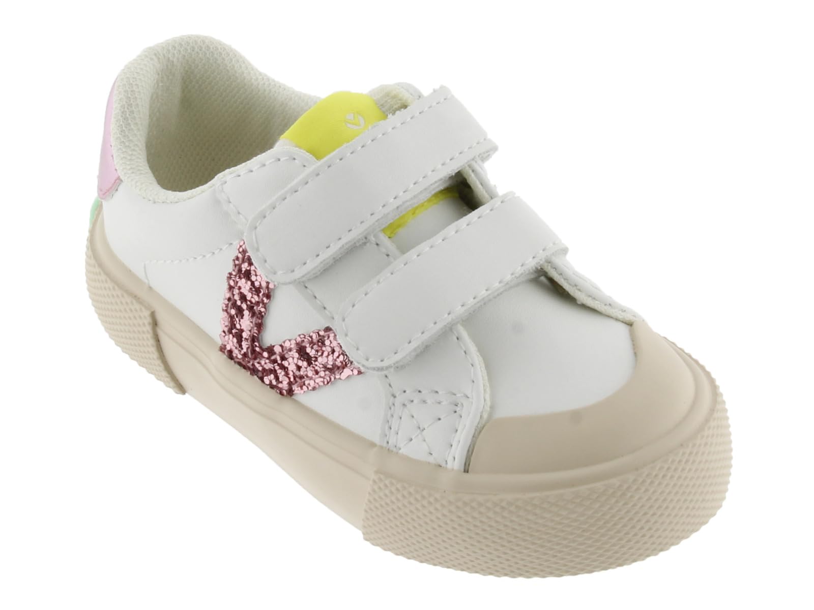 Victoria Baskets Tribu Effet Cuir & Pièces Métallisées & Double Fermeture Auto-Agrippante pour Filles