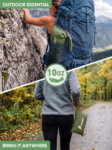 Image of PTEROMY Hooded Rain Poncho for Adult, Waterproof Lightweight Unisex Raincoat for Hiking Camping Emergency