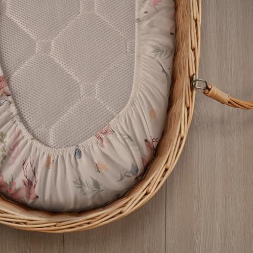 Image of Gllquen Baby Bassinet Sheets 4 Pack, Breathable Cozy Fitted Mattress Sheet | 32 inchx16 inch Soft Baby Sheets for Boys Girls, Compatible with Halo, Snoo, Uppababy, Universal fitted,Baby Gift,