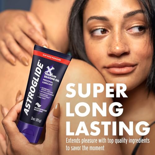Image of Astroglide Silicone Lube (3oz), X Premium Gel Personal Lubricant, No Drip Stay-Put, Lube for Men, Women and Couples, Waterproof for Water Play