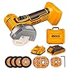 INGCO 20V Cordless Mini Angle Grinder 19500RPM, 76mm Disc Diameter, Mini Cutter Cut-Off Tool M6 with 1Pcs 2.0Ah Battery and Charger for Cutting Polishing and Sharpening CAGLI76012