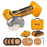 INGCO 20V Cordless Mini Angle Grinder 19500RPM, 76mm Disc Diameter, Mini Cutter Cut-Off Tool M6 with 1Pcs 2.0Ah Battery and Charger for Cutting Polishing and Sharpening CAGLI76012