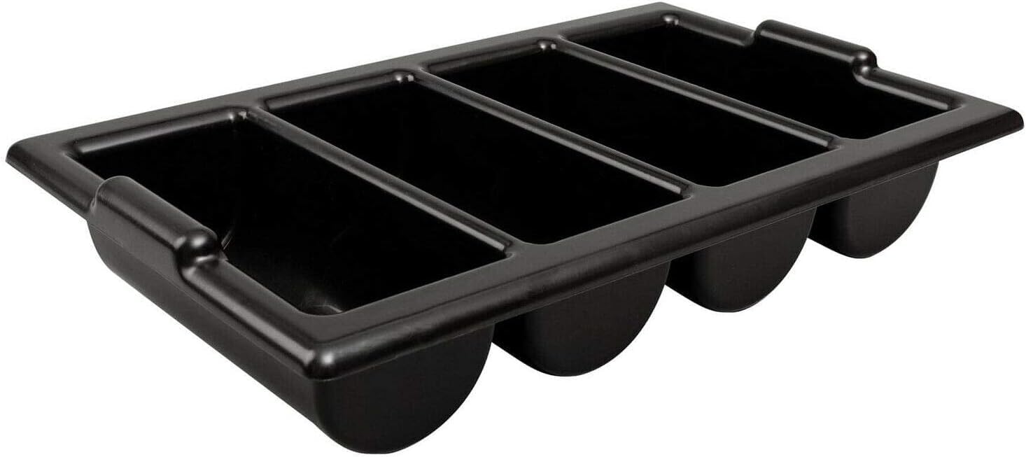 We Can Source It Ltd - Heavy Duty Black Cutlery Tray – Stackable Plastic Organizer for Catering, Restaurants & Kitchens – Durable Storage Solution with Deep Compartments for Efficient Organization
