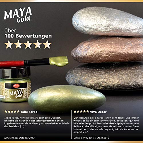 Viva Decor® Maya Gold (brons, 45 ml), glanzende metallic kleuren om te knutselen, acrylverf, goud metallic, voor hout… - Image 7