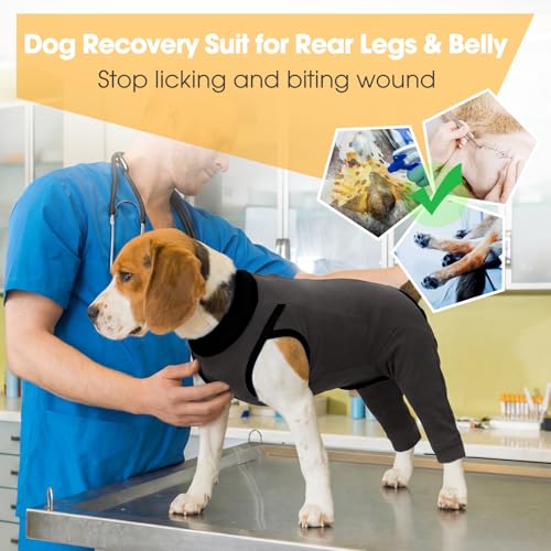 Image of Lelepet Dog Recovery Suit for Rear Legs, Surgery Onesie, Cone Alternative