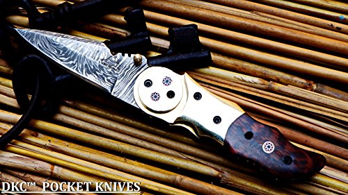 Review DKC-633-SE-DS GALAXY Snake Wood Handle Damascus Steel Knife DKC Knives (TM) 7.7 oz 3.25" Blade 7.5"" Overall 4.5" Closed
